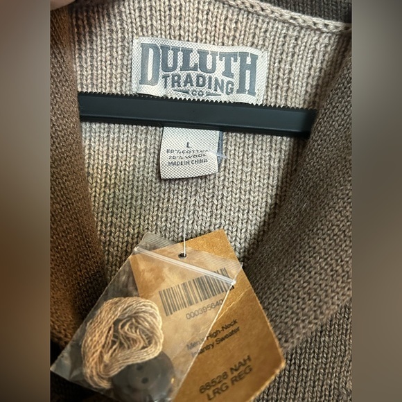 Men's Duluth Brigadier Shawl Collar Sweater Tan/Brown size L NWT - Picture 4 of 5
